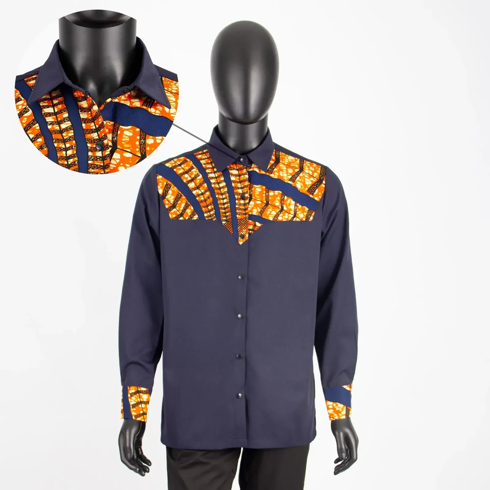 African Shirts for Man Print Clothing Dashiki Tops Ankara Formal Men Shirt Full Sleeve Stand Neck Slim Fit Suit Shirts A2212010