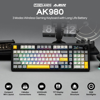 AJAZZ AK980 Mechanical Gaming keyboard, 2.9cm TFT Screen, Volume Knob, 98-Key Gasket Structure, RGB Lighting, Hot-Swappable PR4