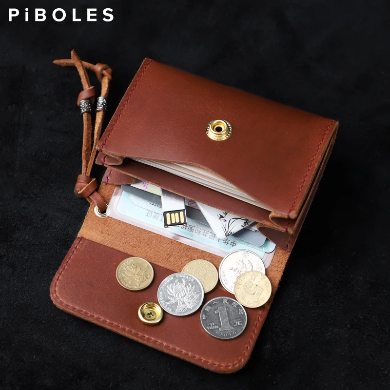 

Credit/ID Card Case Genuine Leather Handmade High Quality Men Retro Small Wallet Bus/Name Card Holder Female Mini Coin Purses