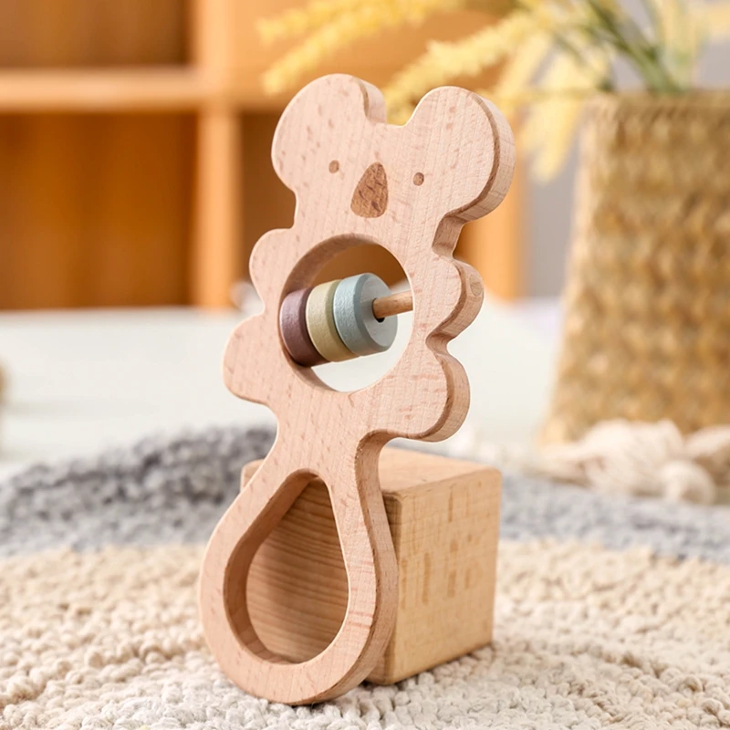 Wooden/Silicone Rattles For Baby Cartoon Koala Ring Baby Bed Bell Educational Toy Safe Food Grade Baby Teether Baby Items A Gift