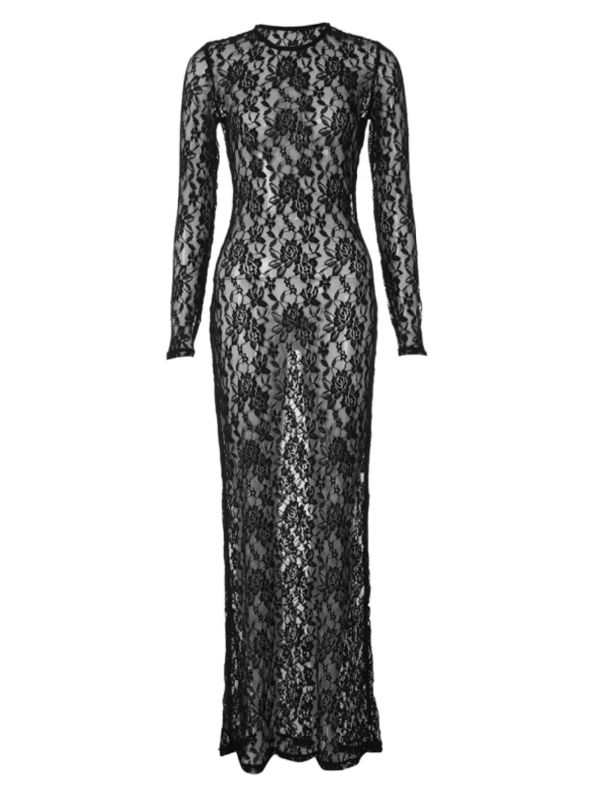 Dentelle transparente ajourée longue Sve Dr Slim Fit tentant taille haute longue Dr européen Sle Polyester Spandex