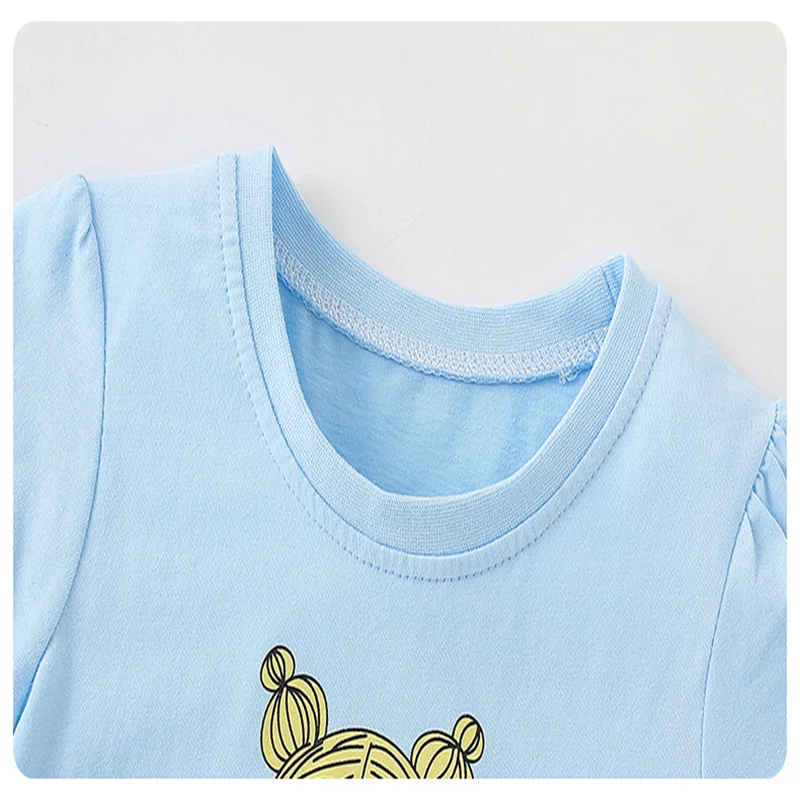 2-7T 95% البوليستر طفل الفتيات تيز الصيف طفل الملابس الساخن بيع قصيرة الأكمام الاطفال بلايز الأطفال بلايز #2