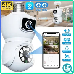 64GB 4K WiFi 8MP Ultra HD Surveillance Camera Dual Lens Dual Screen Auto Tracking Camera Color Night Vision Motion Detection Cam