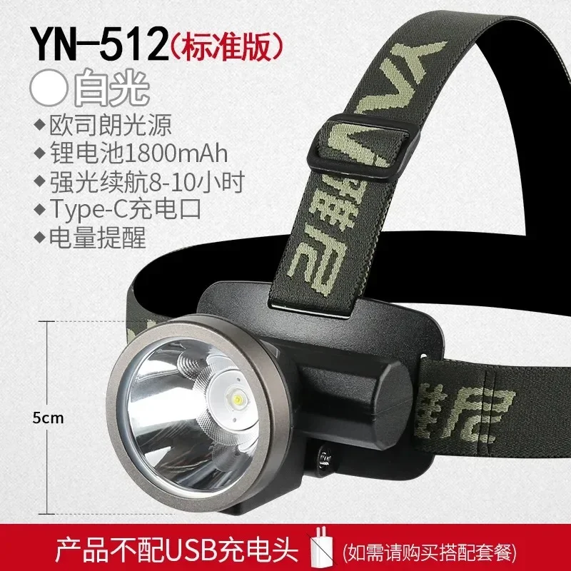 New Type 512 Headlight Strong Light Charging Long Range LED Night Fishing Home Outdoor Mountaineering Head Wearing Flashlight Mi