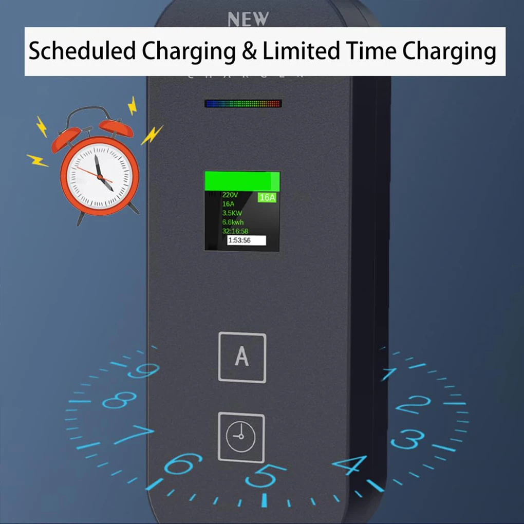 Electric Car Charger TYPE-2 Charging Cable EV Charging Station Wallbox with LED Digital Display Electric Charger 3.5KW 5M 8-16A