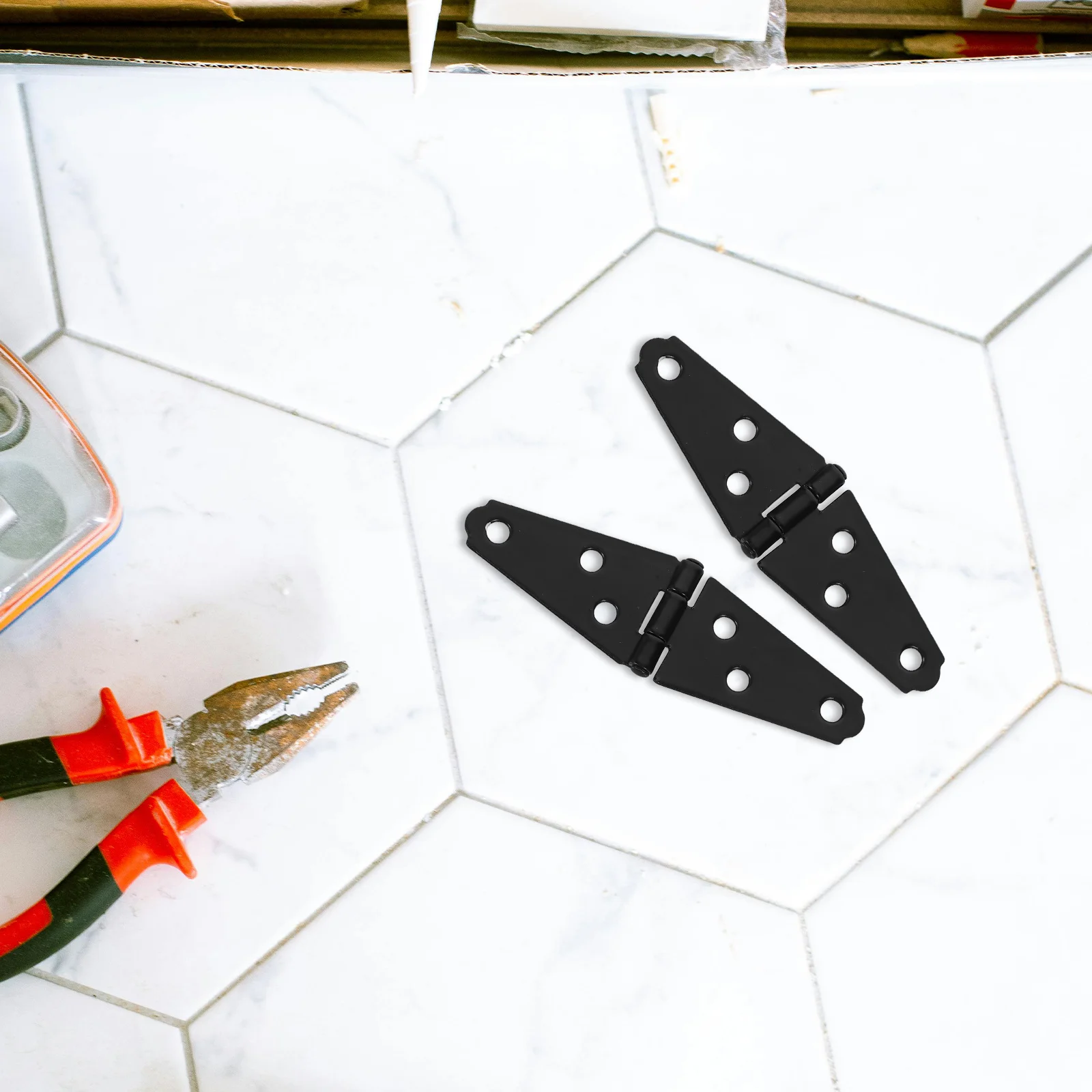 

6pcs Heavy Duty Iron Hinges Black Strap Tee For Shed Gate Fence Door Garden Outdoor Hardware Durable Security Stability