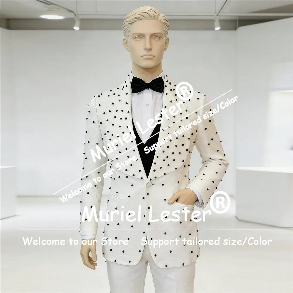 Exclusive Beaded Stones Floral Pattern Suit Men Slim Fit 2 Piece Set Jacket Pants Customized Groom Banquet Wedding Tuxedo Outfit