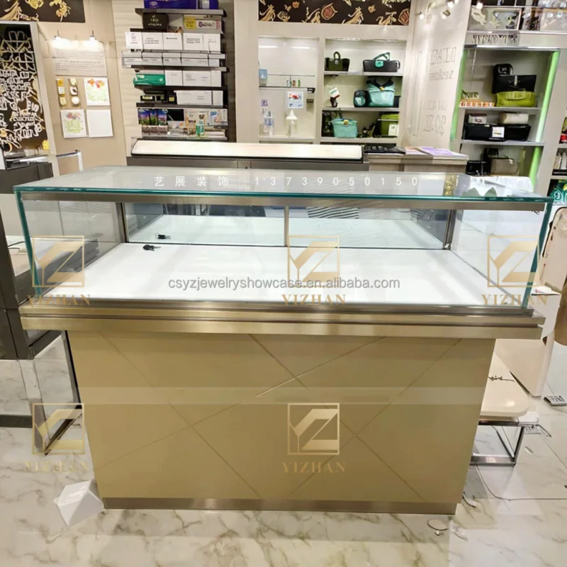 custom.Hot Selling Fancy Store Interior Decoration Design Glass Aluminium Jewelry Store Show Cases Mall Cabinet Display Retail S