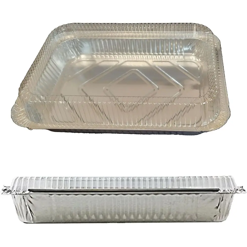 

Durable 4 LB Aluminum Foil Pans, 250 Pack, 12x8x1.6 Inches with Lids, Ideal for Baking, Roasting, and Catering