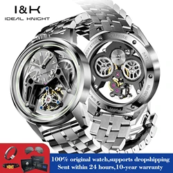 IDEAL KNIGHT 6806 Tourbillon Hollow Mechanical Watch For Men Sapphire Mirror Automatic Hand Clock Luminous Waterproof Man Watch