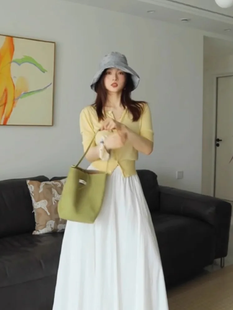 Cómoda protección solar de punto fino cubrir dulce joven adelgazamiento Casual perezoso versátil ort Sve v-ne Top