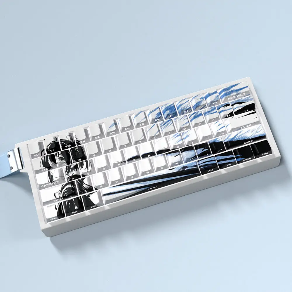 

73 Kes Takanashi Rikka Translucent Keycaps Anime Side Print Keycaps PBT Dye-Sub Cherry for Mechanical Keyboard Wooting 60 65 68