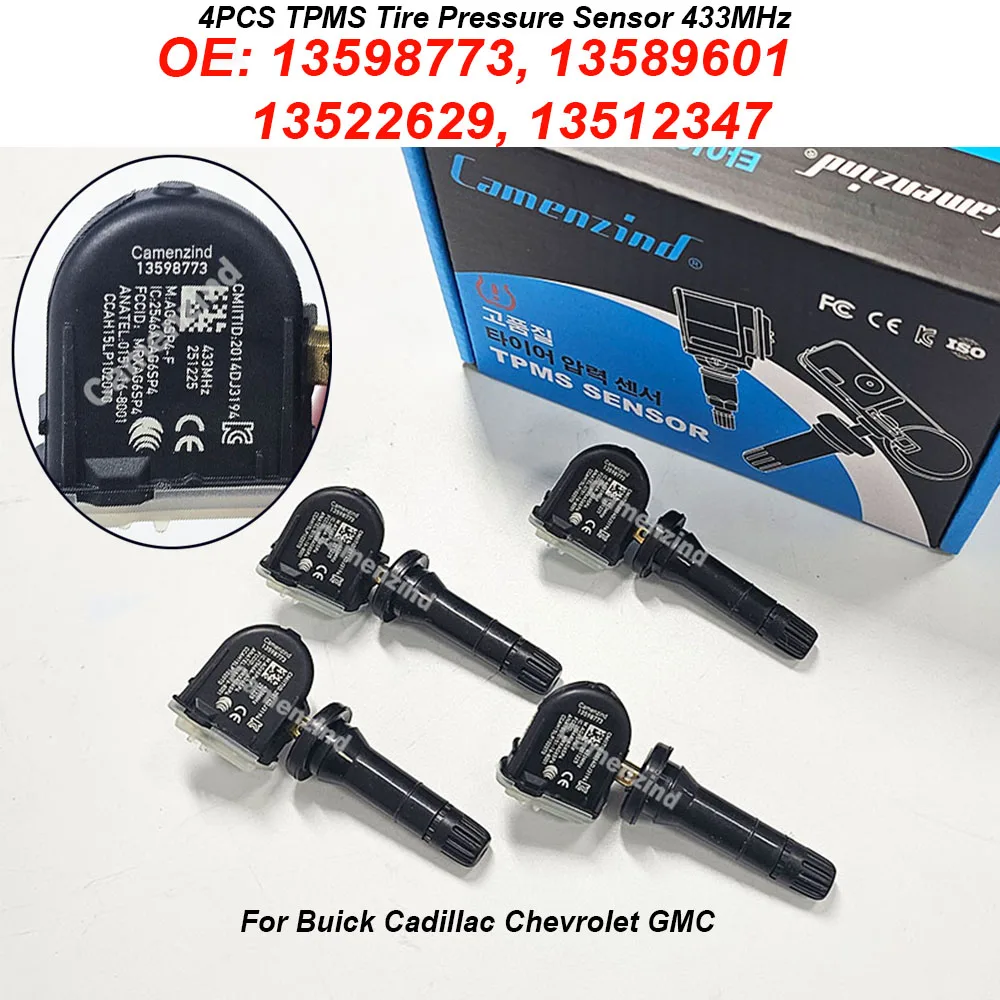 4PCS 13598773 13516165 13589601 433MHz TPMS TIRE PRESSURE SENSOR For Chevrolet Blazer Camaro Cruze Malibu Silverado 1500 2500
