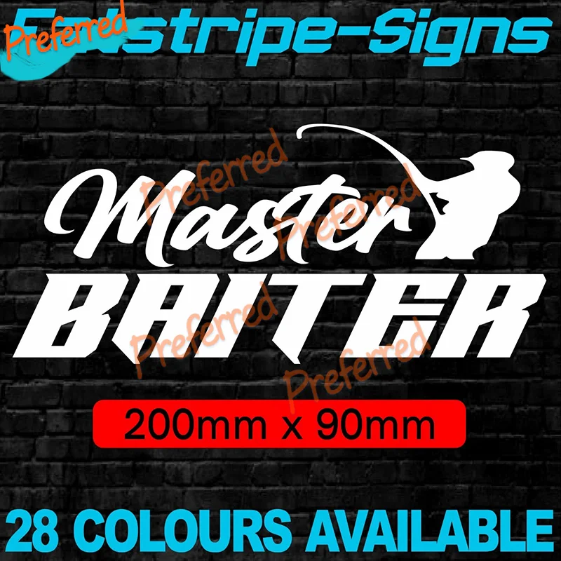 2x Aufkleber MASTER BAITER FISHING STICKERS DECALS CAR WINDOW MOTORHOME CAMPER VAN CARAVAN - Customizable in Any Sticker Size