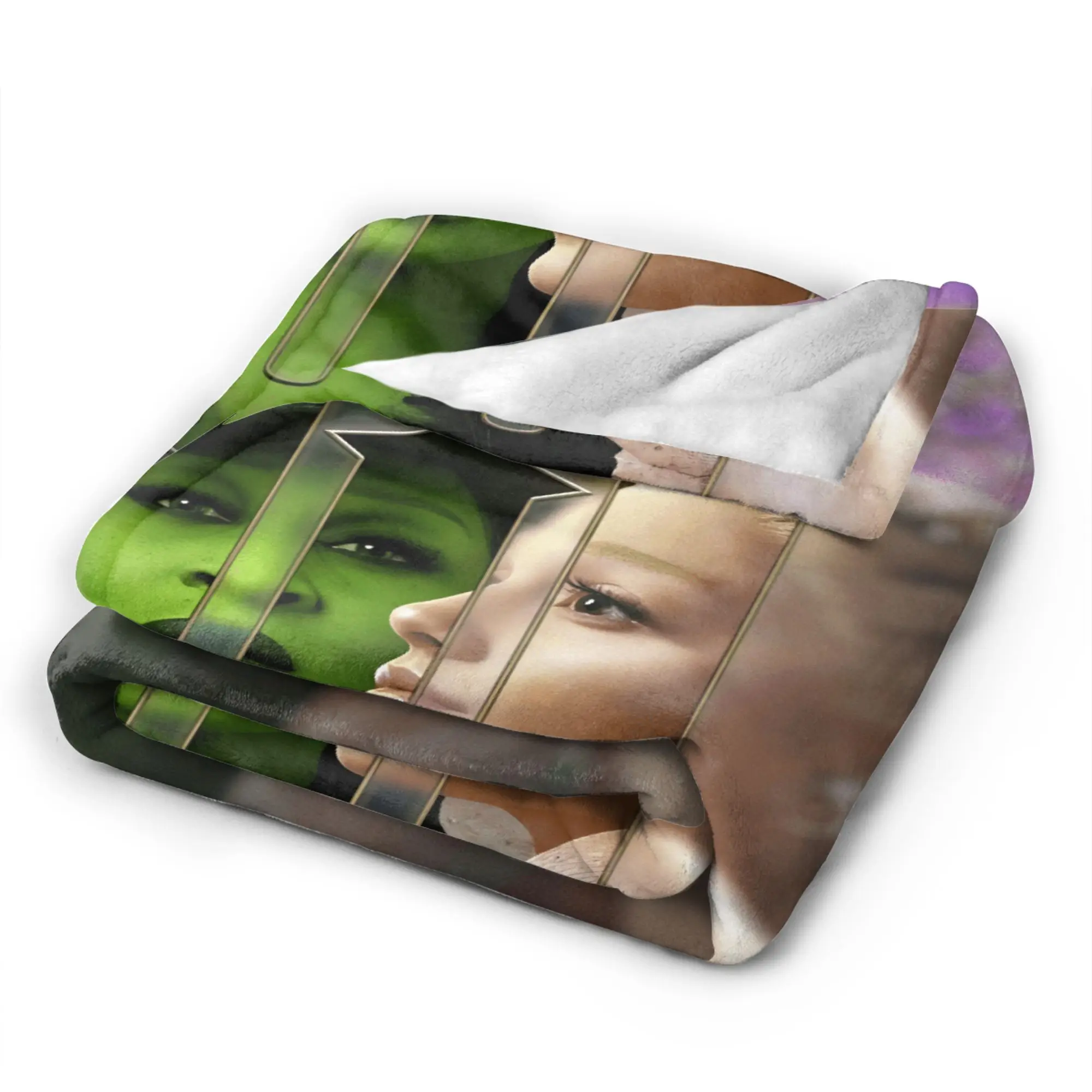 W-Wicked 2 Musical Movie Glinda Elphaba Blanket  Warm Soft Street Trend Plush Throw Blanket Flannel Bedspread Bed Cover