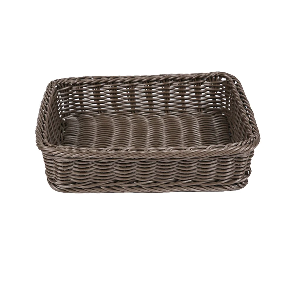 Cesta de pan de mimbre sintética, contenedor de almacenamiento tejido para café, aperitivos, frutas, verduras, hogar, cocina, Hotel, 40x30x8cm