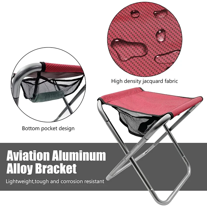 16 Inch Tall Portable Folding Aluminum Alloy Lightweight Stool Seat with Carry Bag for Fishing Outdoor Camping Hiking and BBQ