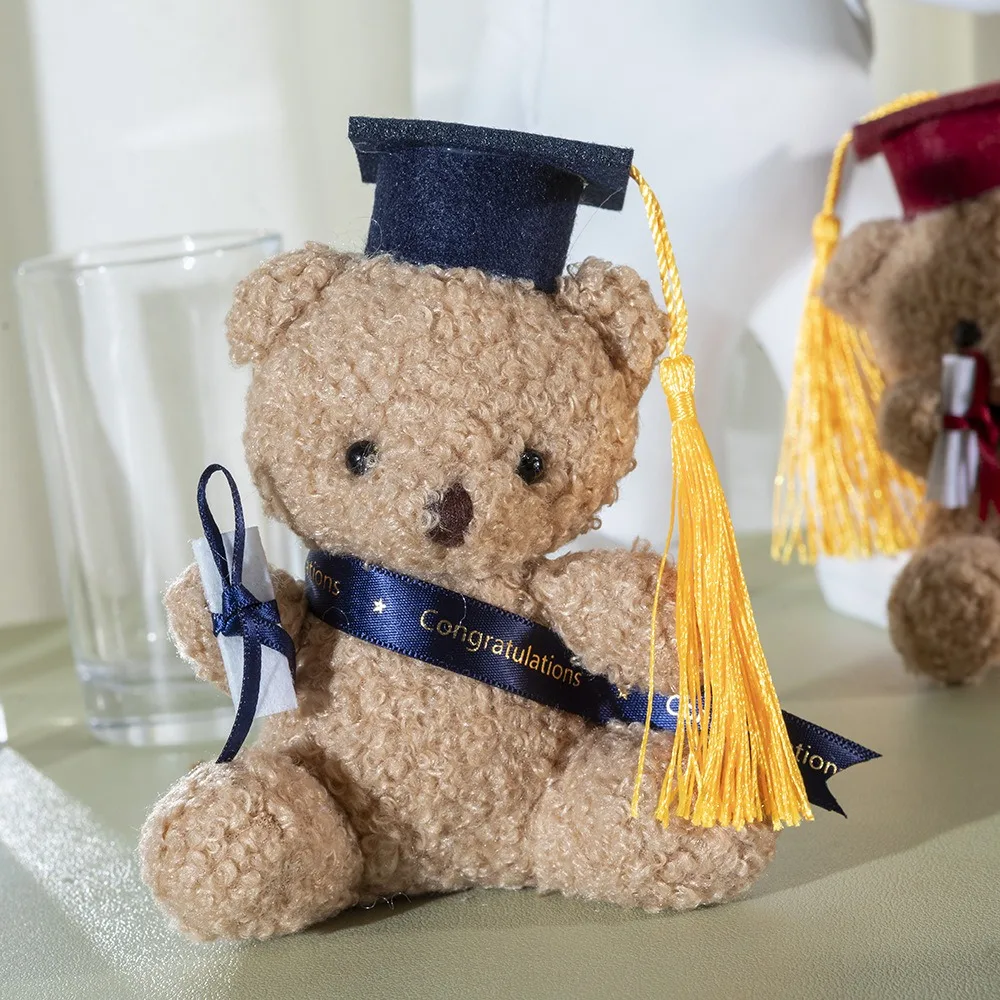 Dr. Bear-muñeco de peluche para niños, bonito juguete de felpa para regalo de graduación, bolso colgante, llavero