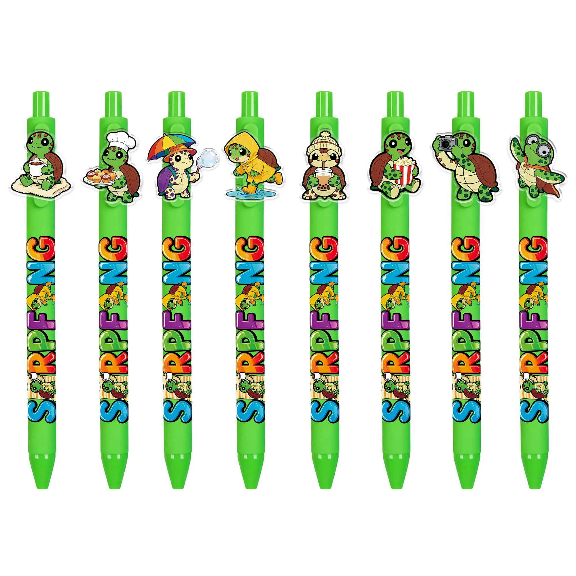 

8 pieces / 16 pieces Turtle Element Ballpoint Pens - Ocean Biome Theme Push Pens - Daily Office Writing Ballpoint Pens