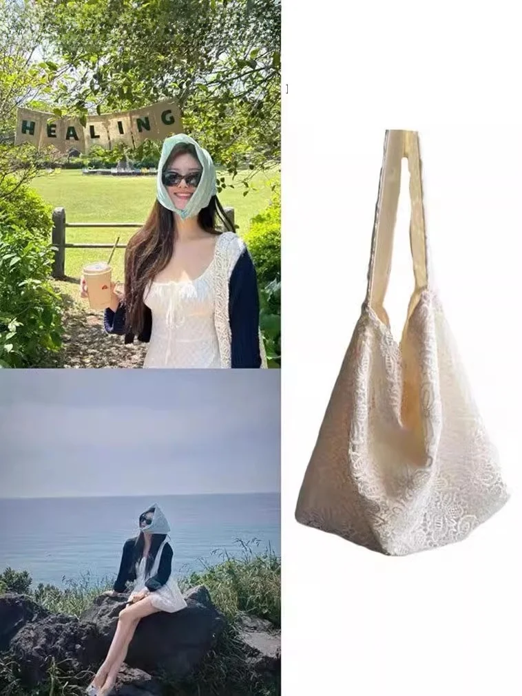 Bolsa de Mão Clnoe Kenok 2025, Novo Estilo de Verão, Bolsa de Praia de Palha Trançada para Mulheres, Bolsa Tote Macia, Estilo...