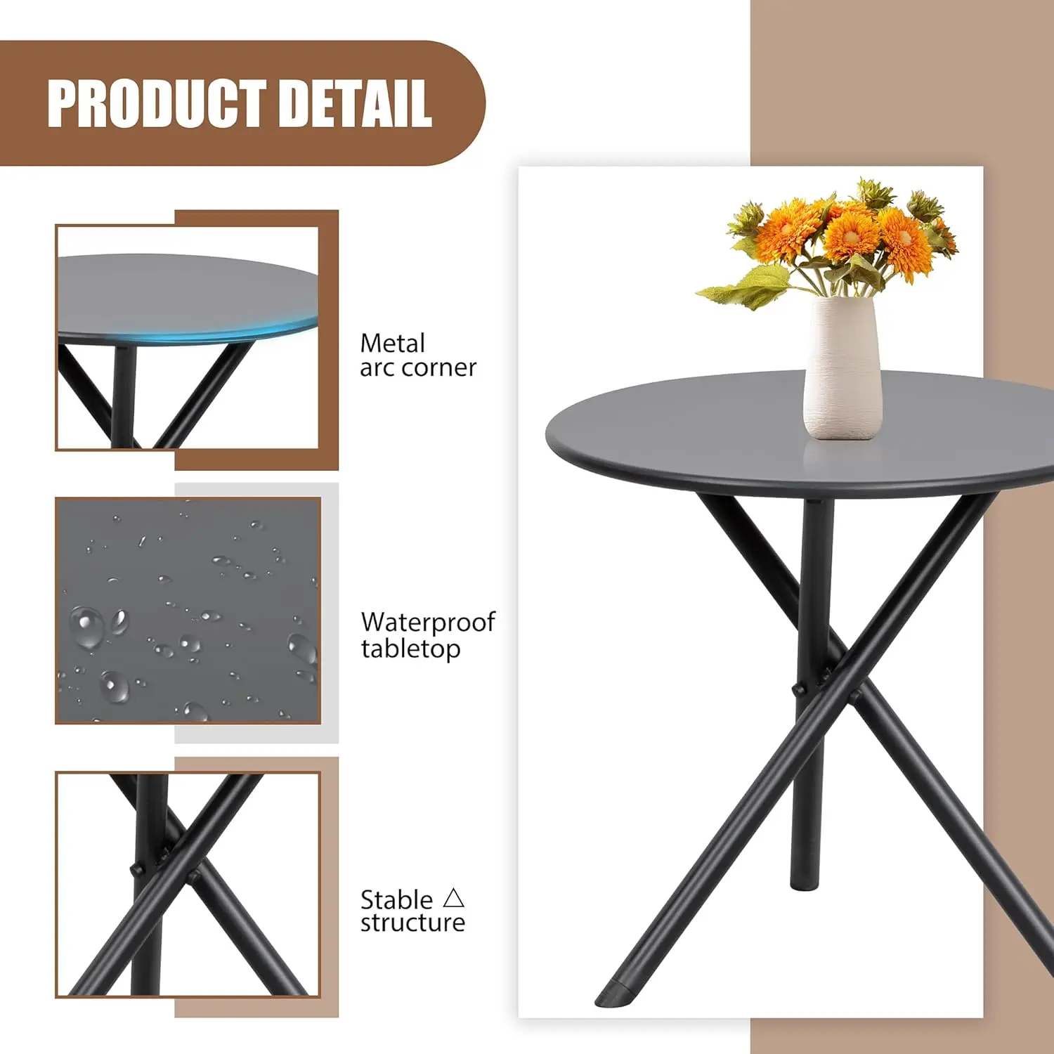 3 Piece Outdoor Rocking Bistro Set, Textilene Fabric Small Patio Furniture Set, Front Porch Rocker Chairs Conversation Set with