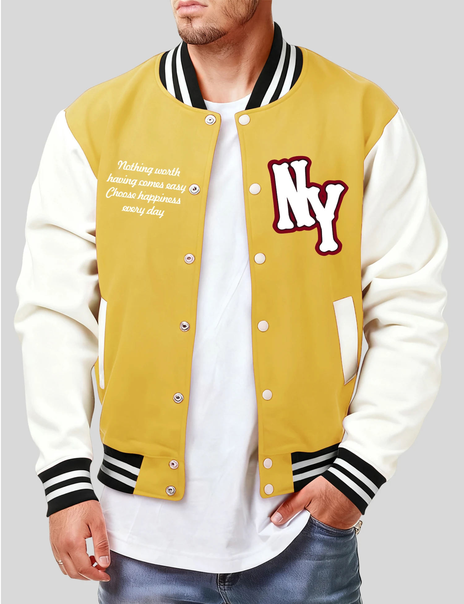 

Нью-Йоркский город, бейсбольный трикотаж с принтом букв для мужчин, модная уличная одежда, индивидуальная теплая мужская одежда, осенняя свободная одежда