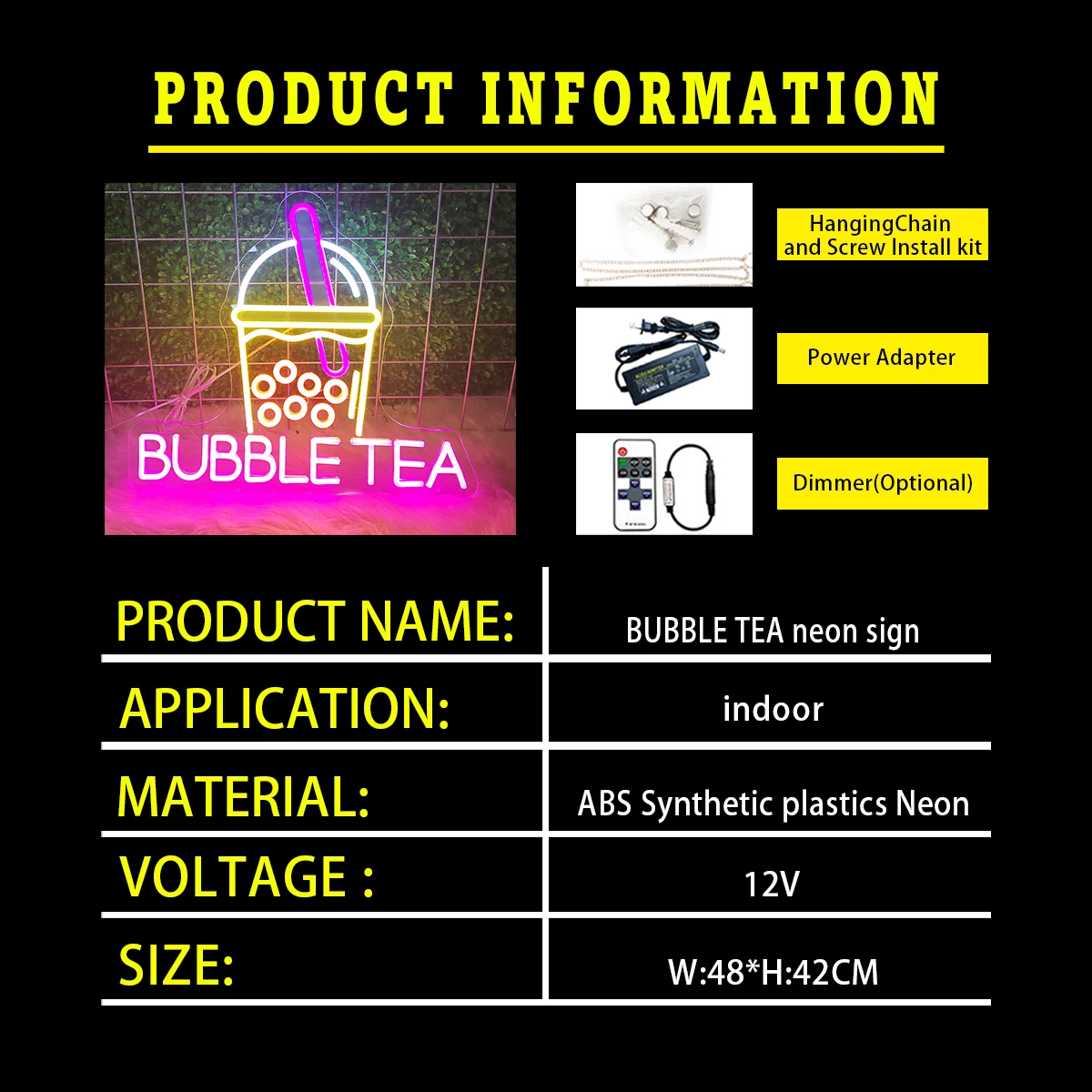 Bubble Tea Neon Sign, Dimmable Acrylic Milk Tea, Led Neon Light Up Sign, Boba Tea Clicks Shop Display, Wall Decor Lamp