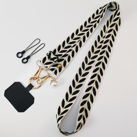Long Universal Adjustable Leaf Phone Lanyard for Women Crossbody Single Shoulder Neck Strap Pearl Pendant Hanging Anti Loss Rope