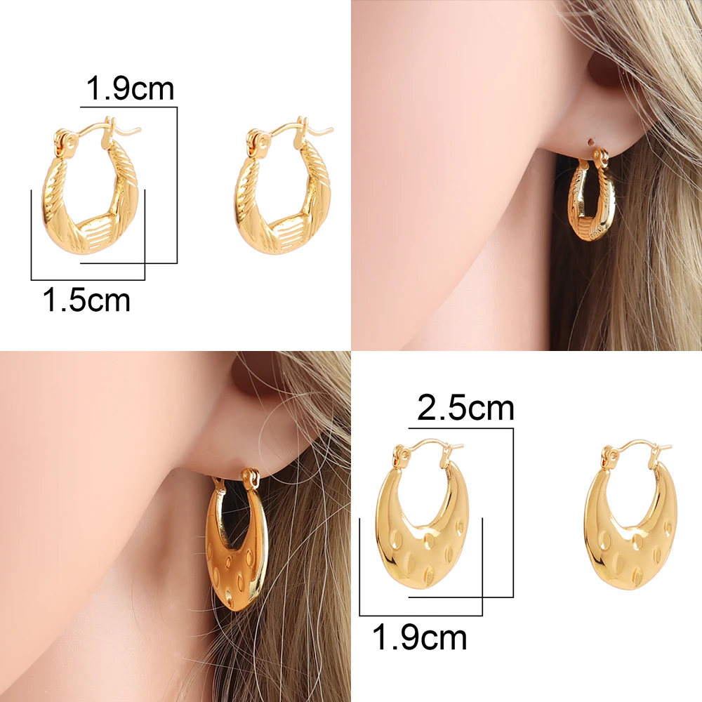 Punk 316L Stainless Steel U Earring Geometric Charm Hoop Earrings for Women 2024 Trending Jewelry Gift