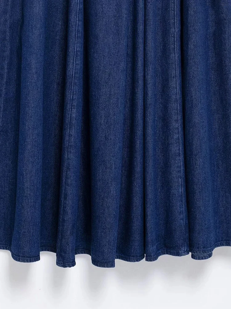 Moda Donna Sexy Dimagrante Guaina Corsetto Abito Denim Vintage Street Style Semplice Blu Scuro Indietro Zip Abito Lungo 2025 Primavera ed Estate Europa e Stati Uniti nuovi abiti da festa casual