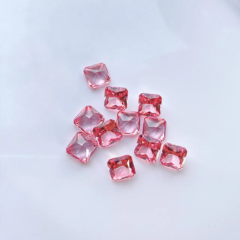 Piedras preciosas cultivadas en laboratorio de zafiro rosa, piedras preciosas cuadradas rosas, forma de corte de princesa, fabricación de joyas, venta al por mayor