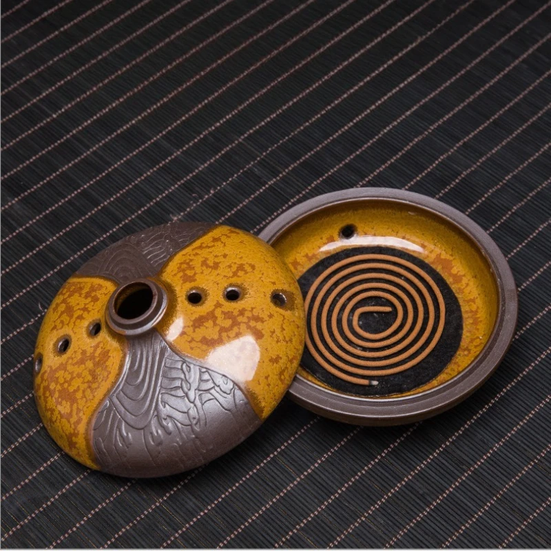 Backflow Incense Holder Ceramic Plate for Sleep Aid Meditation Relaxation Creative Home Decor Gift Idea
