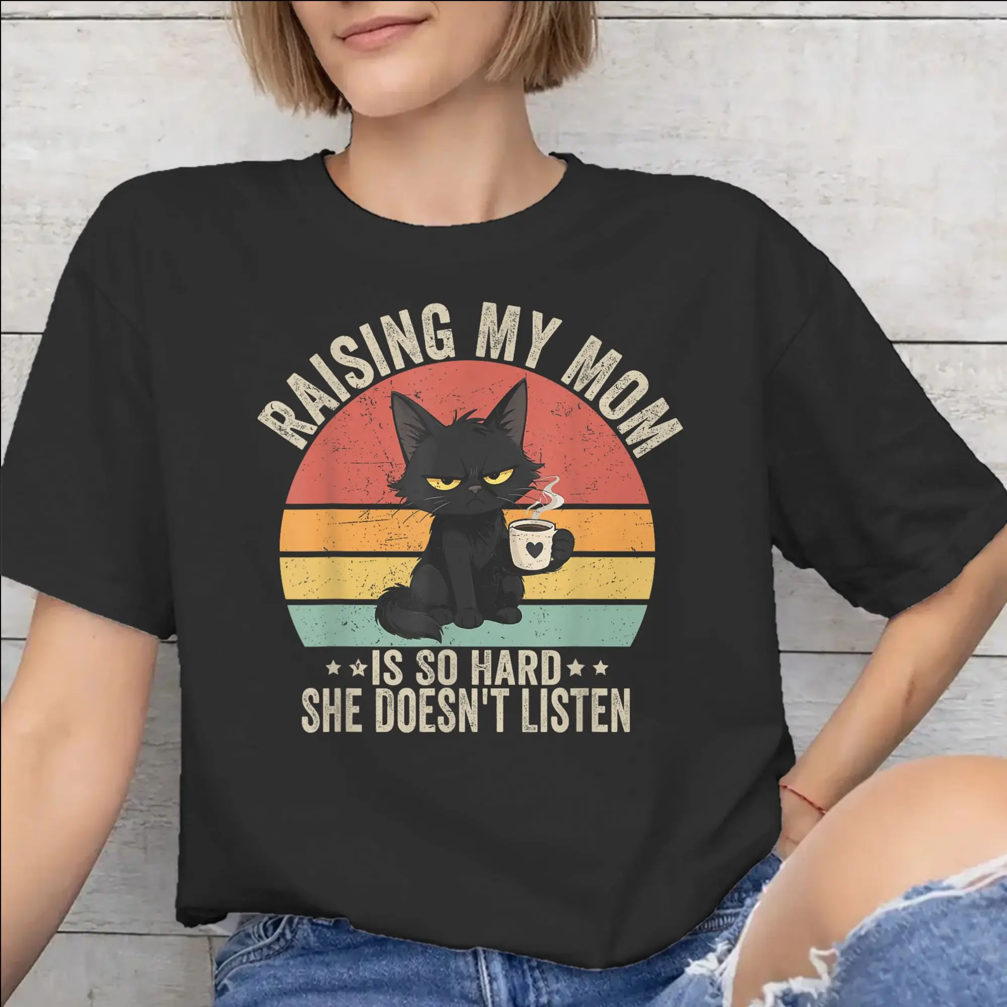 Graphic Printing Raising My Mom Is So Hard She Doesn'T Listen T Shirt For Unisex  100% Cotton T-shirts Short Sleeve Clothes