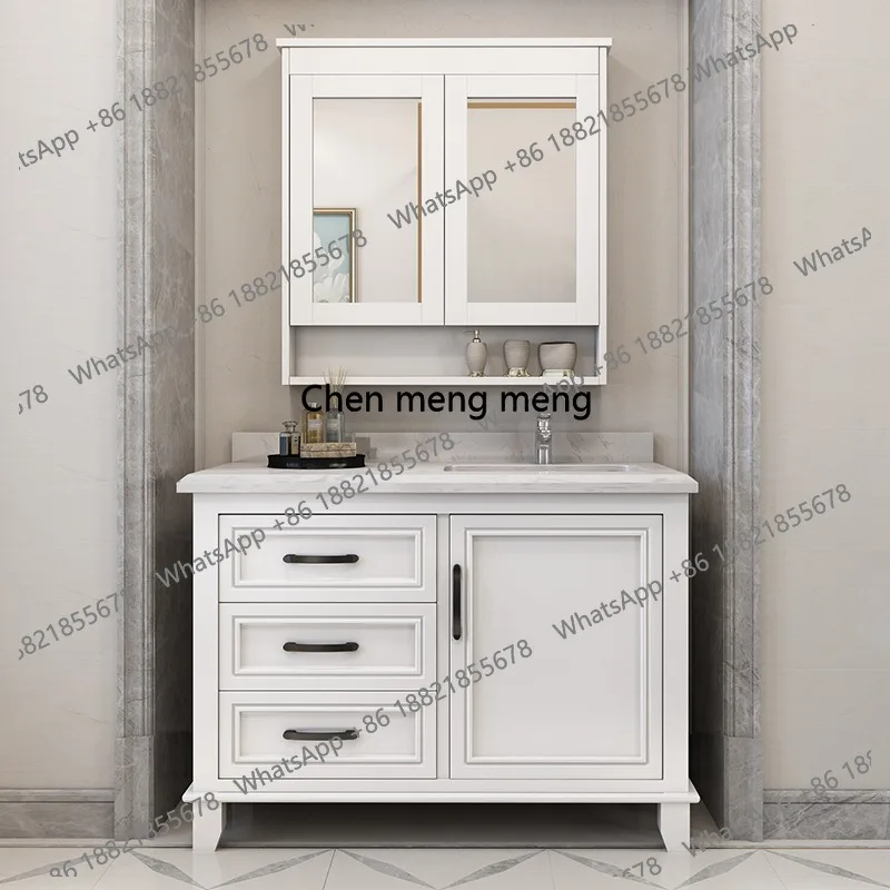 Nordic Style Bathroom Furniture Set with American Oak Cabinet Marble Countertop Including Solid Wood Wash Basin Washbasin Storag