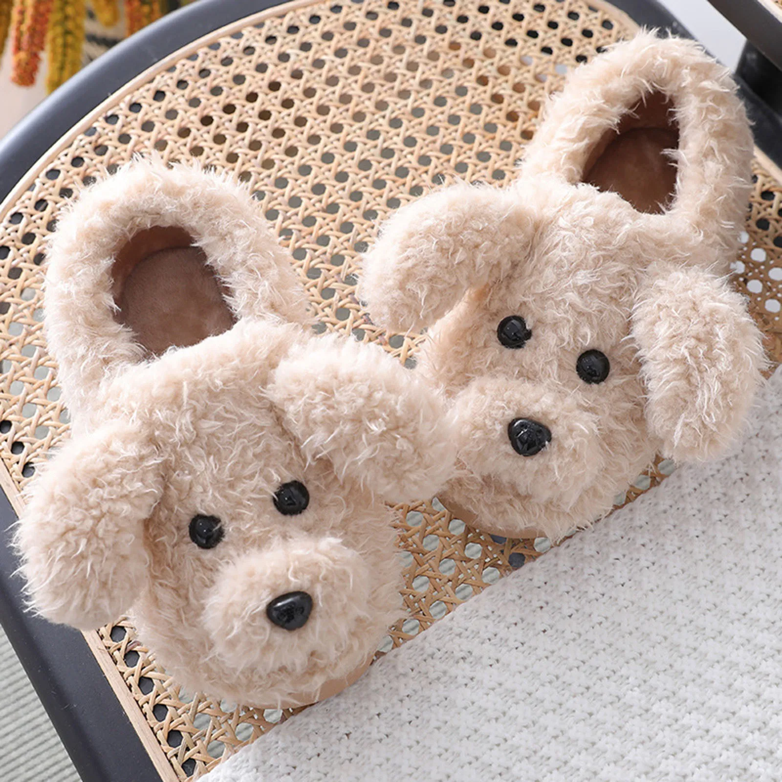 Couples Home Slippers Warm Plush Women Men Slipper Winter Shoes Indoor New Fashion Antiskid Casual Cute Cartoon Dog Slides