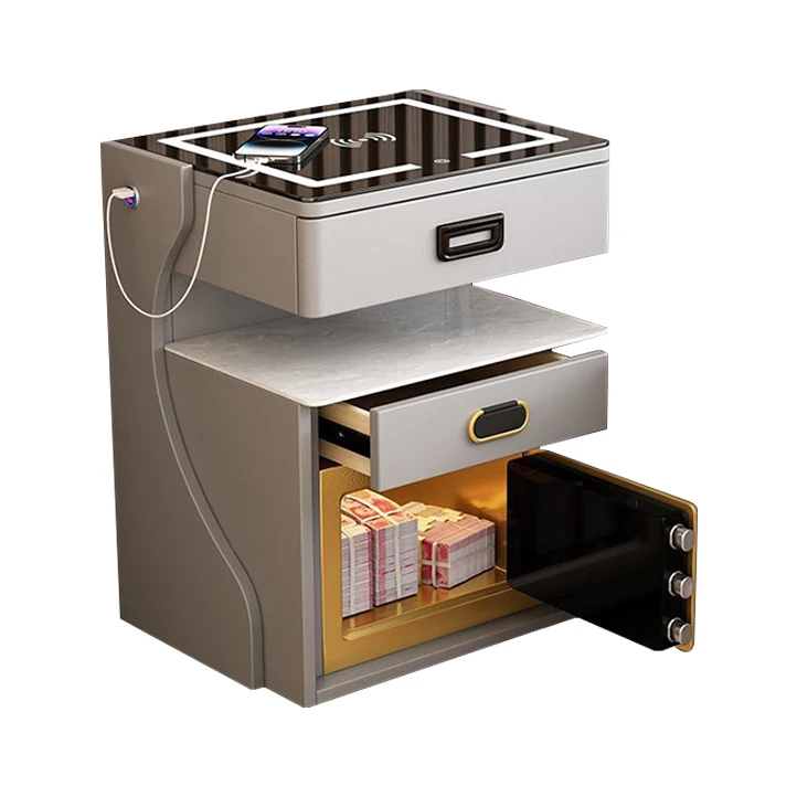 Smart Multifunctional Bedside Table - Bedside Table with Built-in Safe, Simple Luxury Home Design