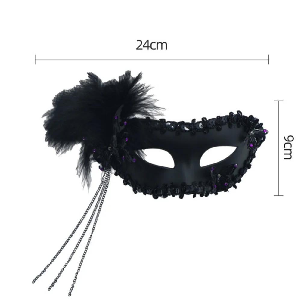 

Feather Tassel With Diamonds Mask Dance Party Sexy Black Half Face Mask Carnival Masquerade Halloween Dress Up Costume Access