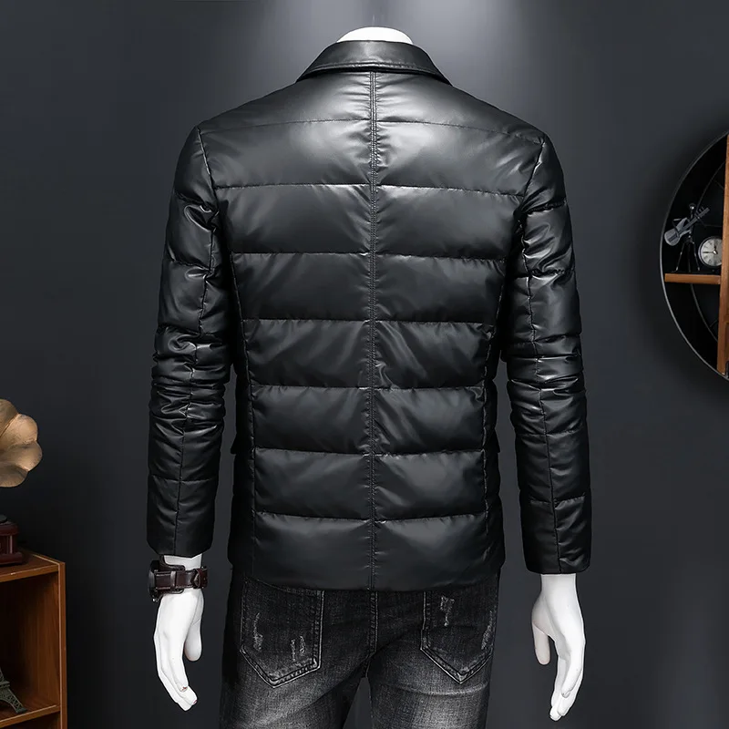 2023Winter 90 white duck down suit down jacket men\'s trend fashion all-matching fur coat down suit handsome casual coat  M-5XL