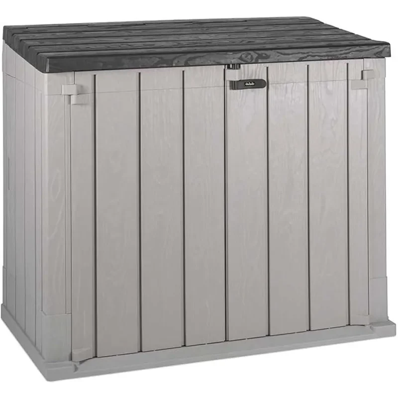 All Weather Outdoor Horizontal Storage Shed Cabinet for Trash Can, Garden Tools, and Yard Equipment