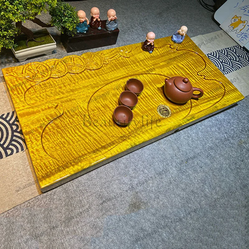 Factory Direct Sales Wooden Accessories Tea Tray Serving Ceremony Ash Valet Hospitality Tea Tray Rectangle Decorative Bandeja Ma