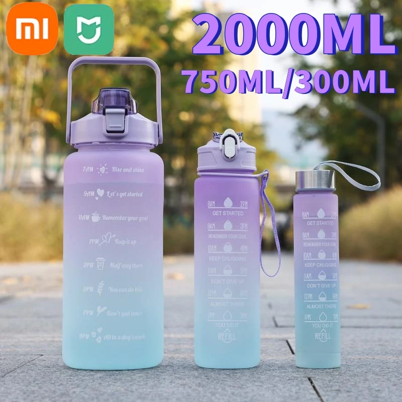 Xiaomi-botella de agua deportiva Mijia, vaso de paja resistente a altas temperaturas, de plástico, Color arcoíris progresivo, para exteriores, 2L