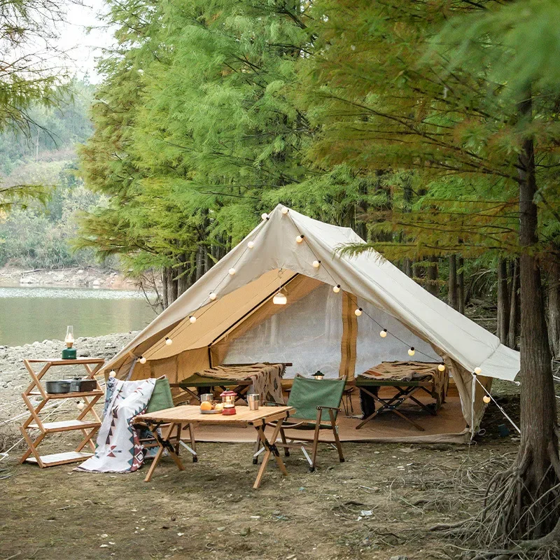 Luxury Herringbone Tent Large Multi Person Outdoor Camping Windproof Rainproof Sunscreen Waterproof Internet Celebrity Style