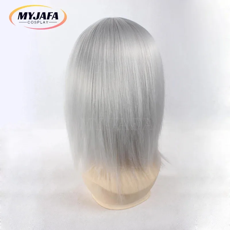 ABC123Anime D.Gray-man Allen Walker كوسبلاي قصير فضي مقاوم للحرارة شعر مستعار اصطناعي + شعر مستعار Capx؛ 3، f'6، h.7؛ j