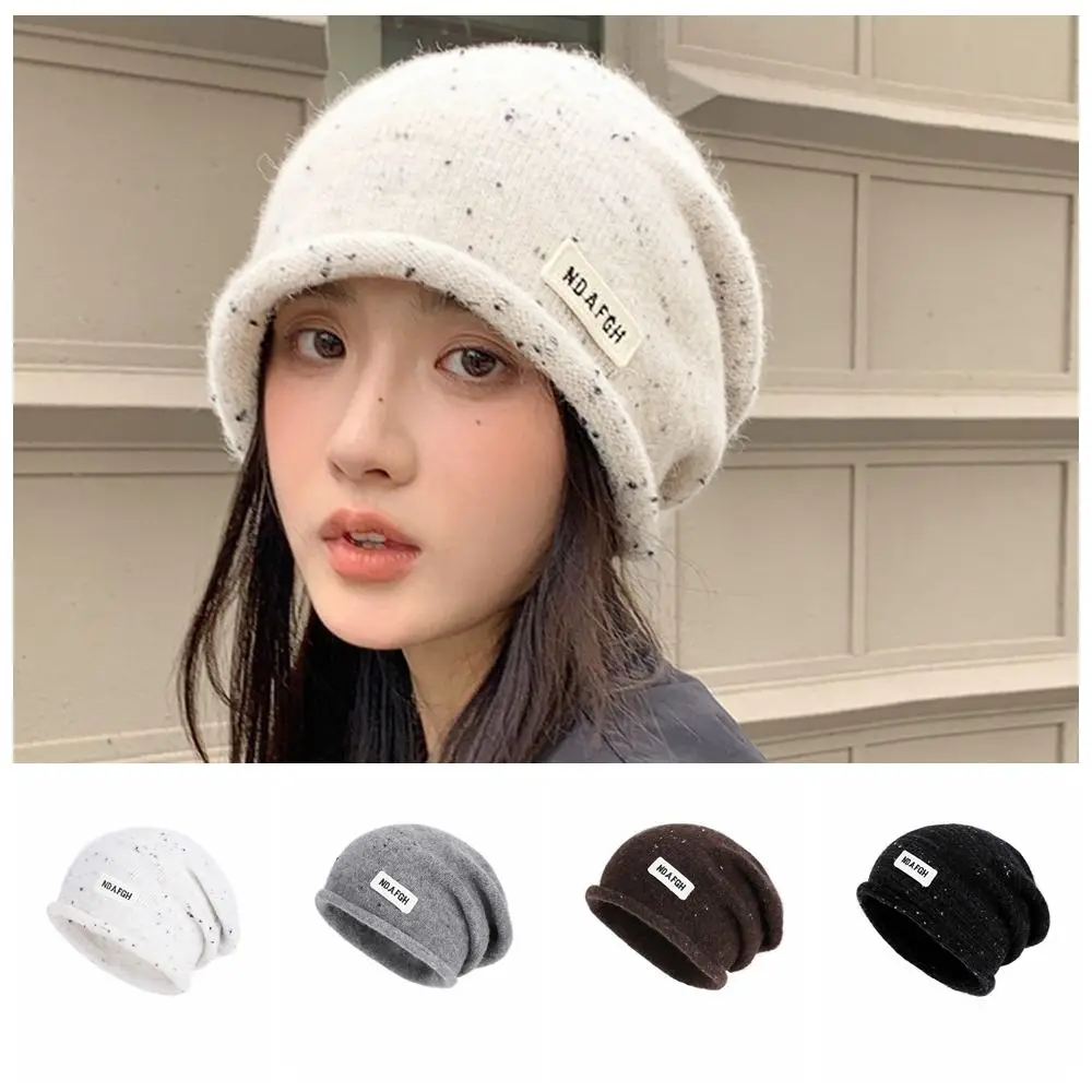 Keep Warm Vintage Winter Pullover Hat Trendy Korean Style Wool Beanies Hat Breathable Coldproof Knitted Hat Outdoor