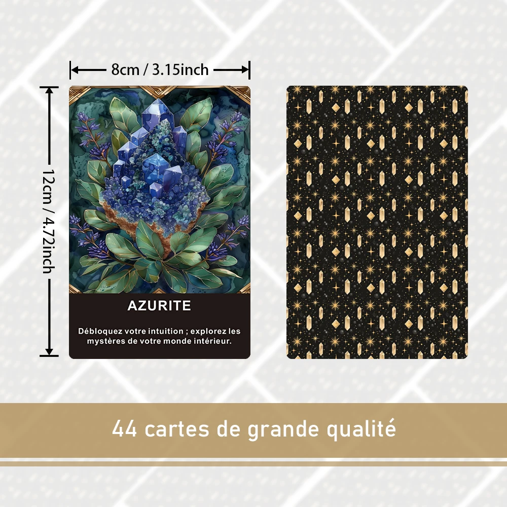 French Oracle Cards, Whisper of Crystals, 44 Cards of Self Guidance and Growth, Card Games, Tarot Cards, Card Gifts, 12*8cm, 14+