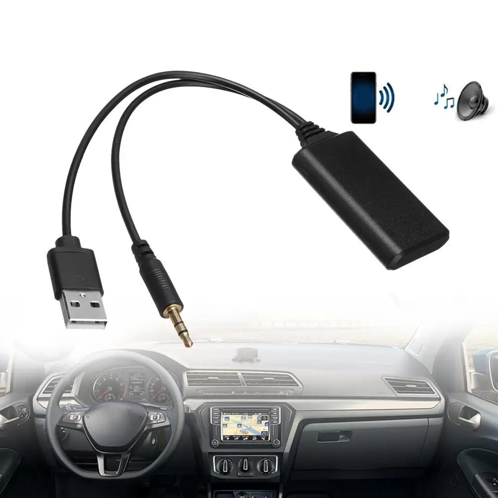 High Quality Universal Car 5V bluetooth Module Adapter Radio Stereo 3.5MM Wireless AUX-IN Jack USB Aux Cable Adapter V1I4