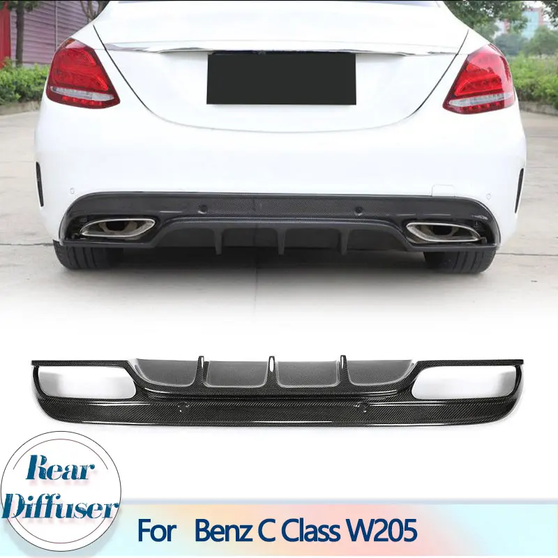 

Carbon Fiber Car Rear Bumper Diffuser Lip Spoiler for Mercedes Benz C Class W205 Sport C43 AMG C200 C300 2015-2019 Rear Diffuser