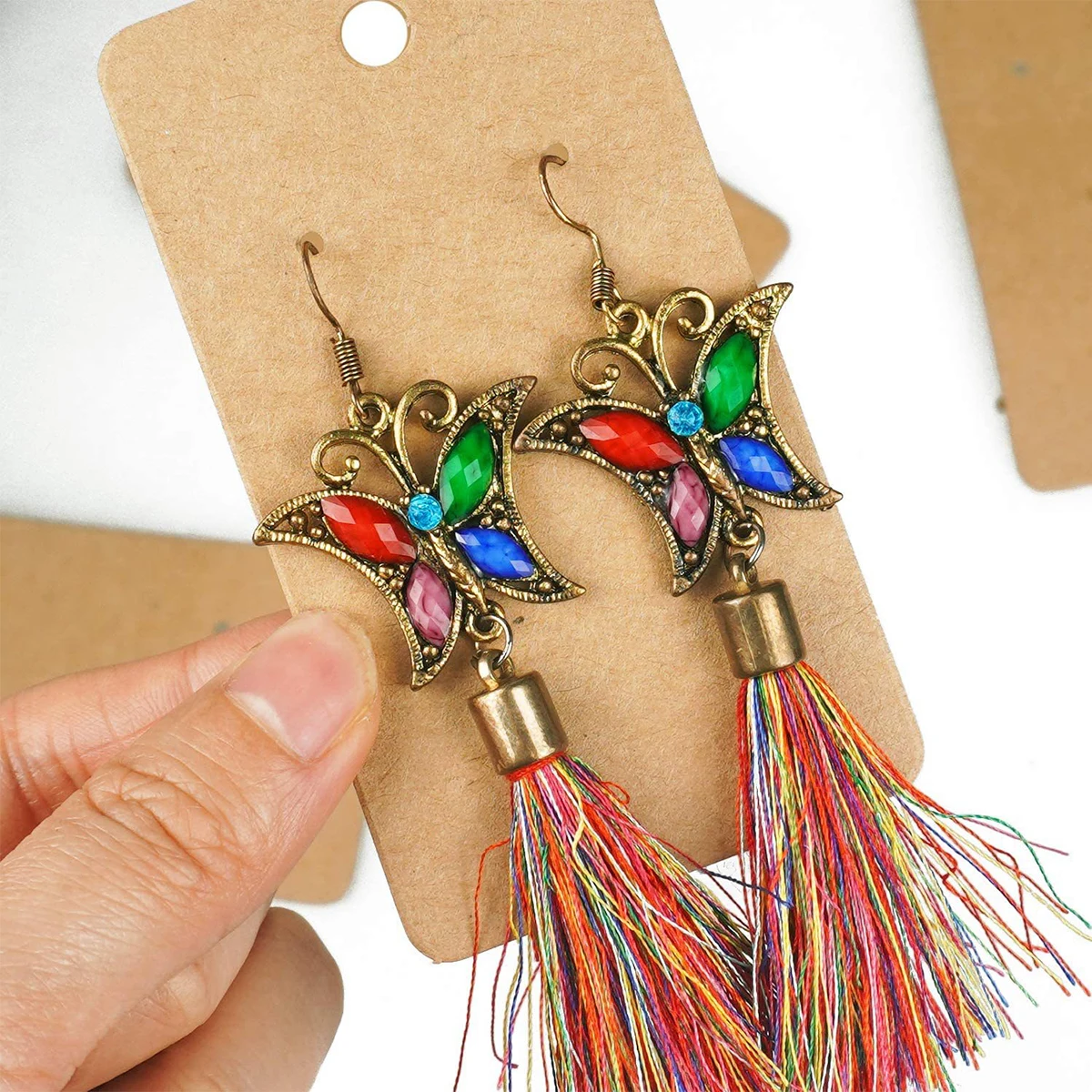 100Pcs Jewelry Earring Ear Stud Hanging Holder Display Hang Paper Cardboard Cards Kraft Paper DIY Package For Party 5*9cm