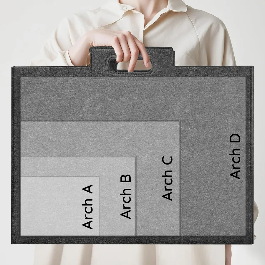 ZKOO Felt Art Portfolio Bag Large Art Portfolio with Handles Sturdy Artist Storage Bag for Artwork Poster Sketching and Drawing