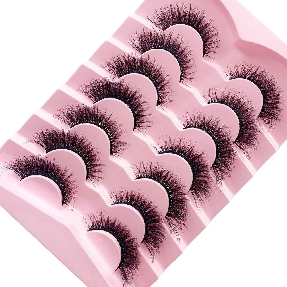 

7pairs 3D Looking Effect Full Strip Lashes Long Eye Tail Wispy False Eyelashes Puffy Explosive Eye Makeup Winged Lashes